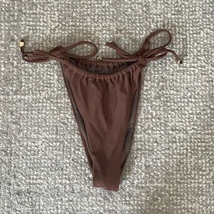 Blackbough Swim Liv Ruched String Adjustable Bottoms in Cocoa